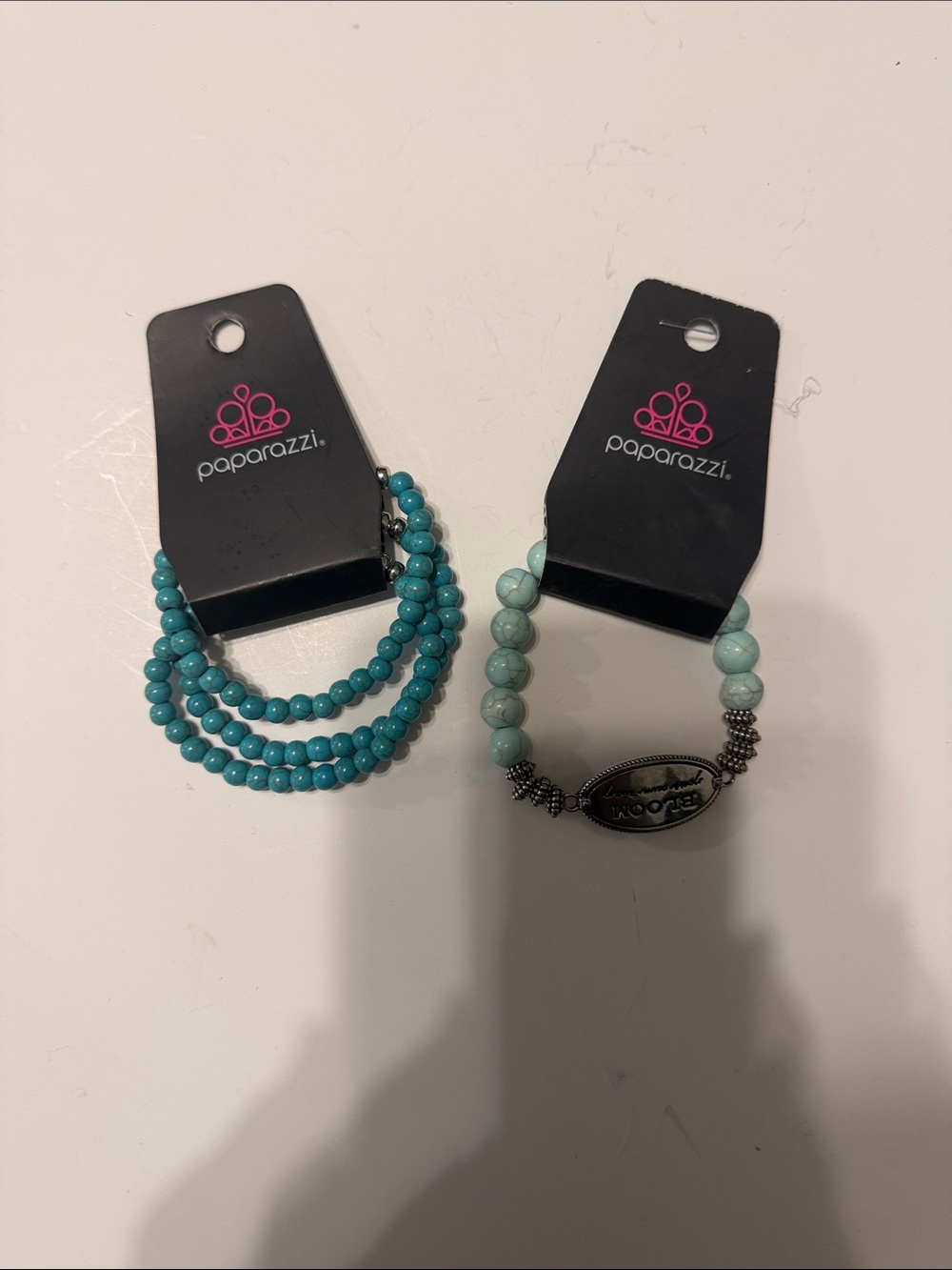 Paparazzi Bracelets 2 both teal in color